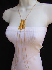 Women La Gold Double Metal Plate Classic Chic Body Chain Jewelry Long Necklace - alwaystyle4you - 1