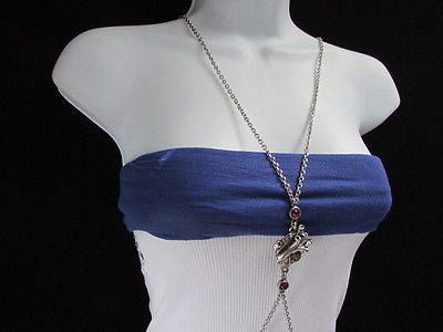 Women Silver Metal Fashion Anatomy Body Chain Parts Human Hearts Long Necklace - alwaystyle4you - 5
