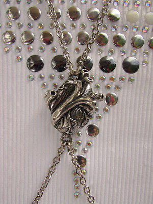 Women Silver Metal Fashion Anatomy Body Chain Parts Human Hearts Long Necklace - alwaystyle4you - 10