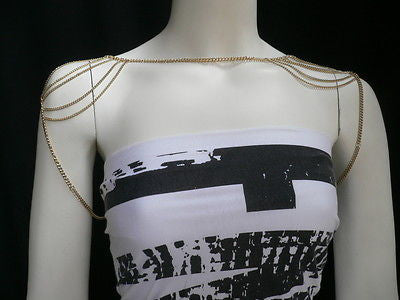Women Gold Double Shoulders Body Chain Fashion Slim Stylish Design Cliche - alwaystyle4you - 6