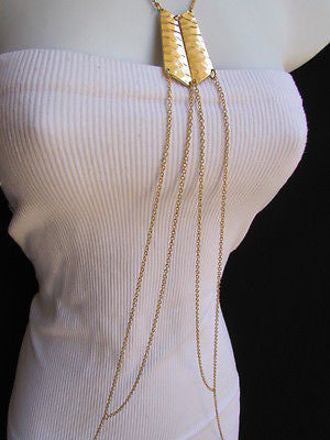 Women La Gold Double Metal Plate Classic Chic Body Chain Jewelry Long Necklace - alwaystyle4you - 4