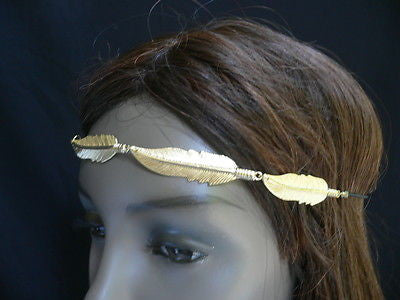 New Women Big Gold Metal Leaf Head Chain Band Fashion Jewelry Grecian Headband - alwaystyle4you - 1
