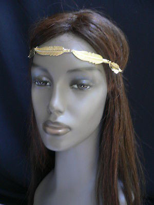 New Women Big Gold Metal Leaf Head Chain Band Fashion Jewelry Grecian Headband - alwaystyle4you - 4