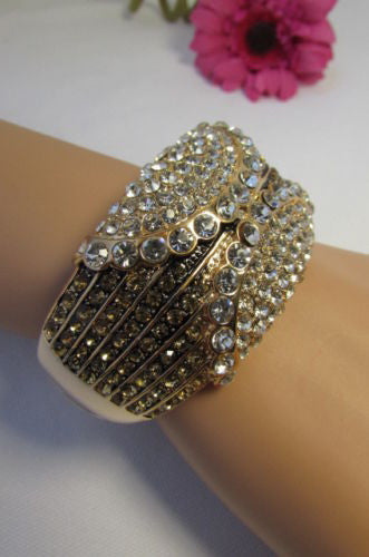 Gold / Silver Metal Retro Bracelet Cuff Multi Rhinestones New Women Fashion Jewelry Accessories - alwaystyle4you - 13