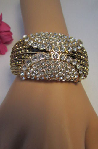 Gold / Silver Metal Retro Bracelet Cuff Multi Rhinestones New Women Fashion Jewelry Accessories - alwaystyle4you - 14
