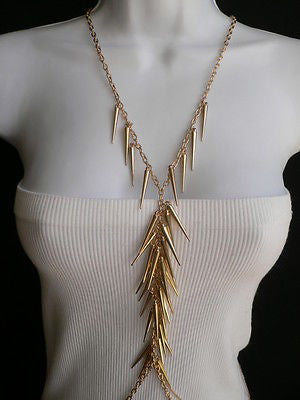 Women Gold Long Spikes Long Body Chain Fashion Trendy Fashion Jewerly Style - alwaystyle4you - 6