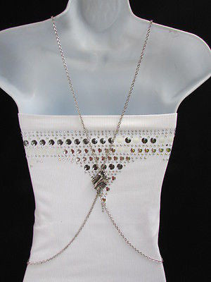 Women Silver Metal Fashion Anatomy Body Chain Parts Human Hearts Long Necklace - alwaystyle4you - 11