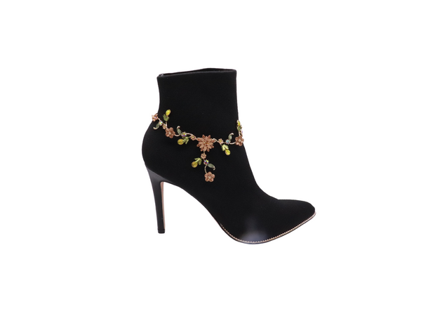 Brand New Women Gold Metal Chain Fashion Boot Bracelet Shoe Flower Charm Anklet Jewelry