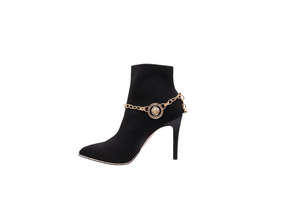 Brand New Women Gold Metal Chain Boot Bracelet Shoe Lion Coin Charms Jewelry