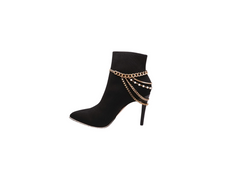 Women Silver Metal Chain Boot Bracelet Anklet Shoe Bling Buckle Charm