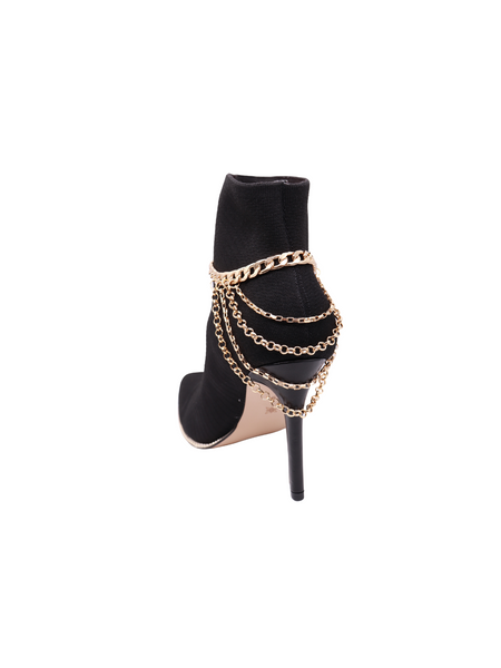 Brand New Women Gold Metal Boot Chain Bracelet Anklet Shoe Multi Strand Wave Charm