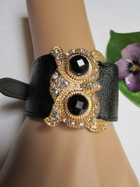 Aqua Blue / Pink / Light Pink / Black Faux Leather Strap Nude Bracelet Gold Metal Owl Head Black Rhinestone Fashion New Women Jewelry Accessories - alwaystyle4you - 38