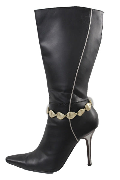 Gold Metal Boot Chain Bracelet Anklet Shoe Bling Multi Leaves Charm Nautical Women Hot Fashion