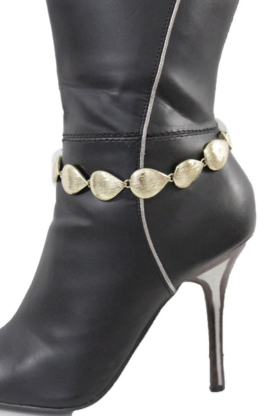 Gold Metal Boot Chain Bracelet Anklet Shoe Bling Multi Leaves Charm Nautical Women Hot Fashion