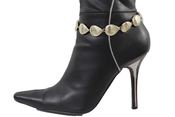 Gold Metal Boot Chain Bracelet Anklet Shoe Bling Multi Leaves Charm Nautical Women Hot Fashion