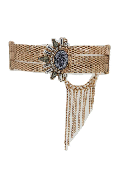 New Beautiful Gold Mesh Metal Chain Boot Bracelet Shoe Ethnic Sun Flower Charm Women Accessories