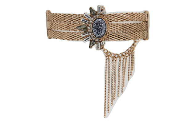 New Beautiful Gold Mesh Metal Chain Boot Bracelet Shoe Ethnic Sun Flower Charm Women Accessories
