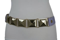 Large Pyramid Studded Elastic Waistband Belt Size S M