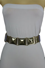 Large Pyramid Studded Elastic Waistband Belt Size S M