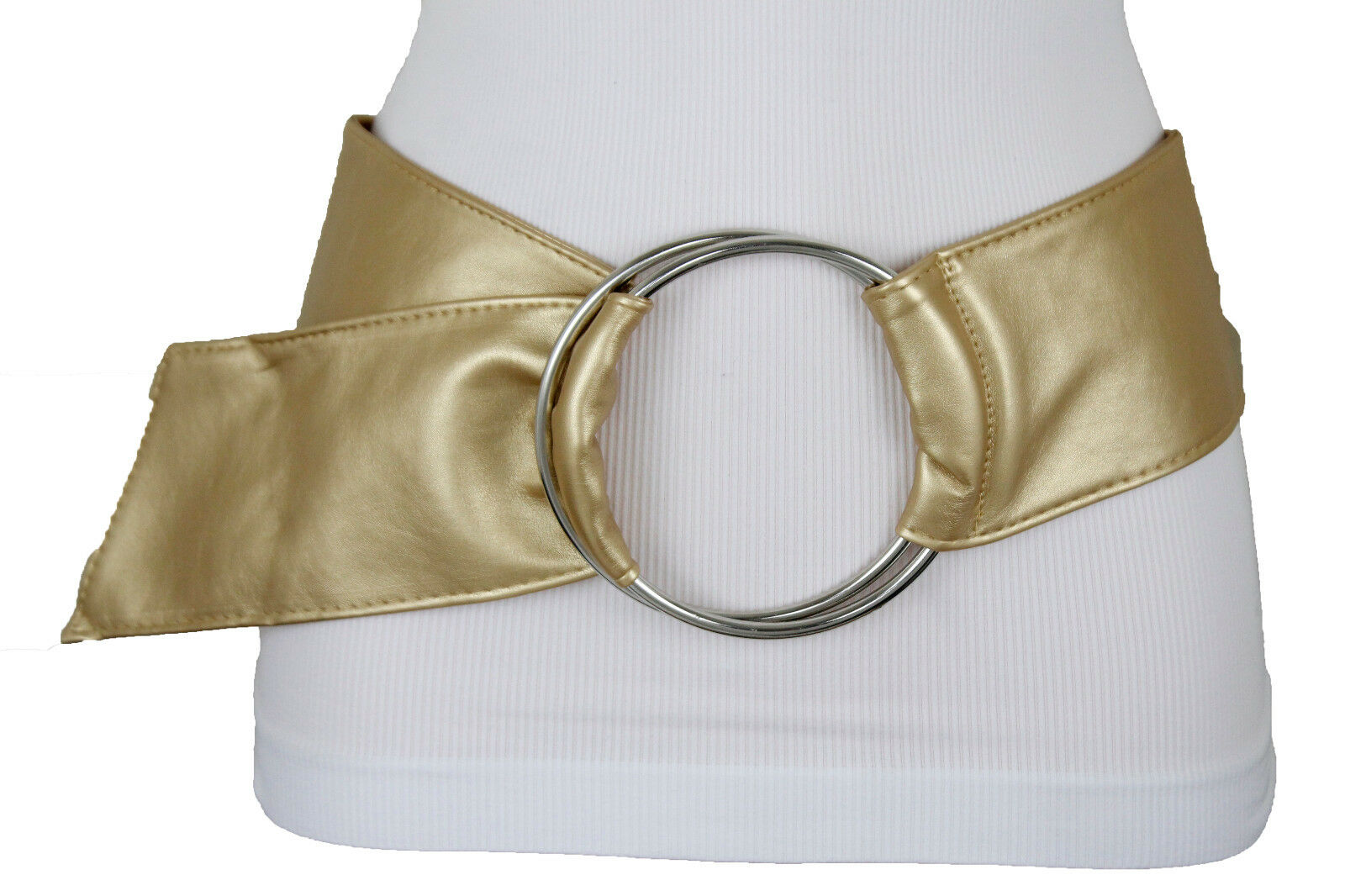 Women Skinny Bling Belt Gold Metal Chain Link Red Fringes Tassel Buckle M L  XL