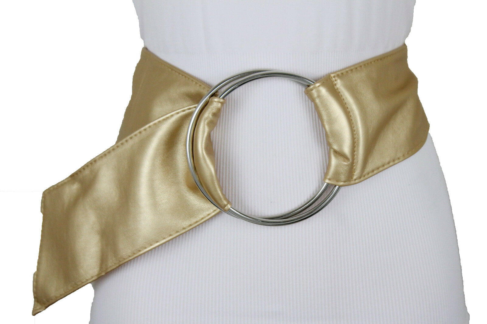 New Fashion Cute Women Gold Wide Fabric Band Belt Silver 2  display picture 3