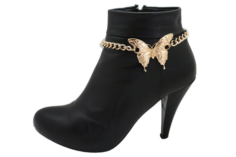 New Women Fashion Accessories Gold Metal Chain Boot Bracelet Anklet Shoe Butterfly Charm
