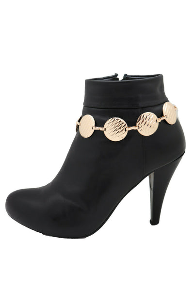 Women Gold Metal Chain Boot Bracelet Shoe Anklet Circle Charms Going Out Look Women Accessories
