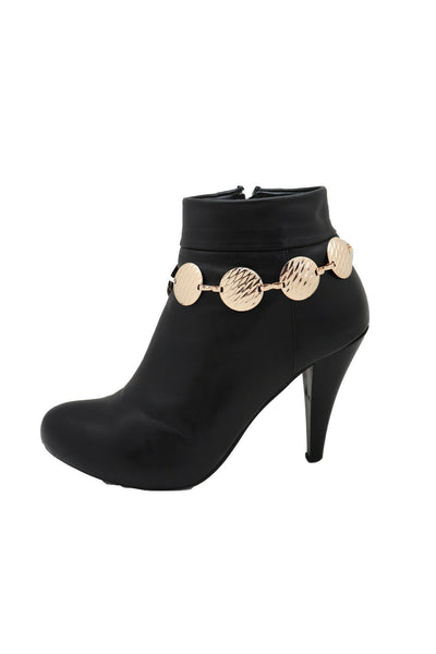 Women Gold Metal Chain Boot Bracelet Shoe Anklet Circle Charms Going Out Look Women Accessories