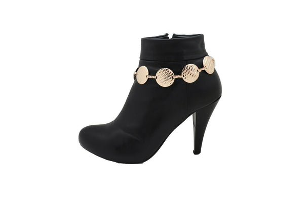 Women Gold Metal Chain Boot Bracelet Shoe Anklet Circle Charms Going Out Look Women Accessories