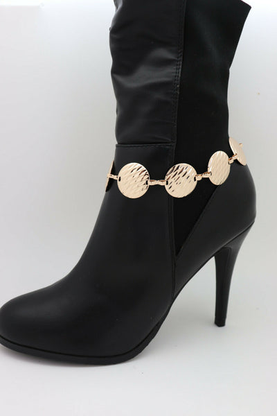Women Gold Metal Chain Boot Bracelet Shoe Anklet Circle Charms Going Out Look Women Accessories