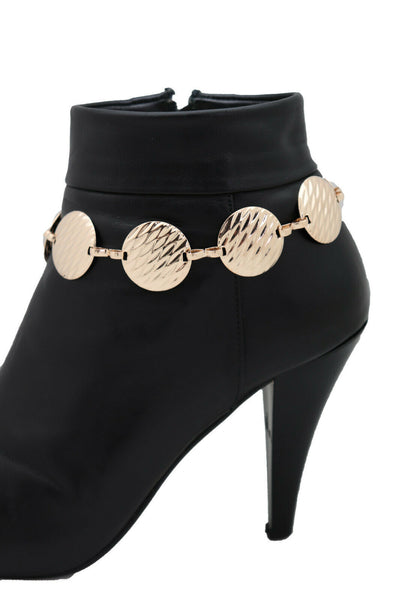 Women Gold Metal Chain Boot Bracelet Shoe Anklet Circle Charms Going Out Look Women Accessories
