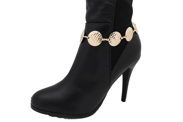 Women Gold Metal Chain Boot Bracelet Shoe Anklet Circle Charms Going Out Look Women Accessories