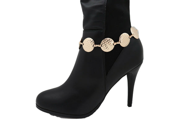 Women Gold Metal Chain Boot Bracelet Shoe Anklet Circle Charms Going Out Look Women Accessories