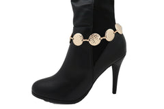 Gold Metal Chain Boot Bracelet Shoe Anklet Circle Charms