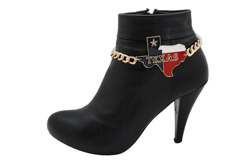 New Women Fashion Accessories Gold Metal Chain Boot Bracelet Shoe Texas State Rider Biker Charm Anklet