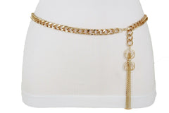 Women Gold Metal Chain Skinny Hip Waist Fashion Belt Spider Fringes Charm XS S M