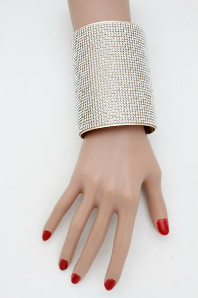 Women Gold Metal Cuff Bling Bracelet Fashion Jewelry Silver Shinny Flirty Party New Women Accessories
