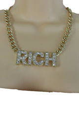 Women Gold Metal Fashion Necklace Chunky Chain Link Jewelry RICH Bling Hip Hop