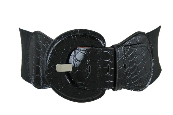 Women Hip High Waist Sexy Fashion Black Color Belt Big Round Buckle Size M L XL
