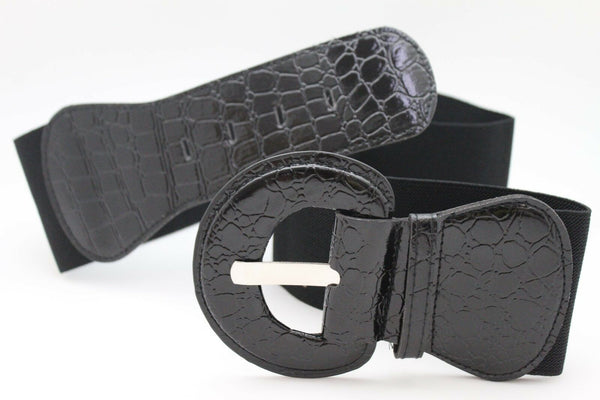 Women Hip High Waist Sexy Fashion Black Color Belt Big Round Buckle Size M L XL