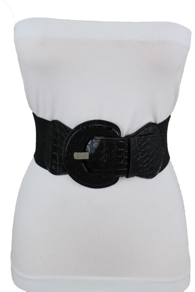Women Hip High Waist Sexy Fashion Black Color Belt Big Round Buckle Size M L XL