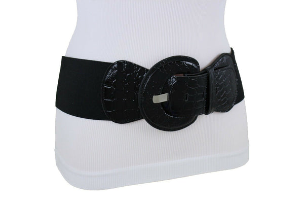 Women Hip High Waist Sexy Fashion Black Color Belt Big Round Buckle Size M L XL