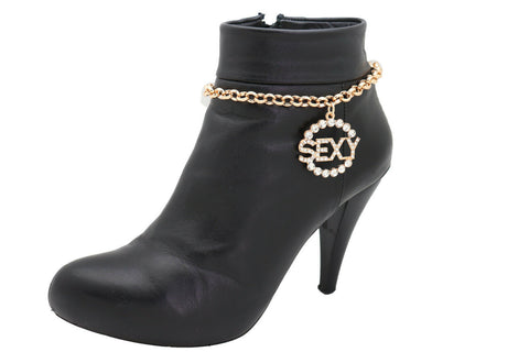 New Women Accessories Shiny Gold Metal Chain Boot Bracelet Anklet Shoe SEXY Charm Bling Fashion