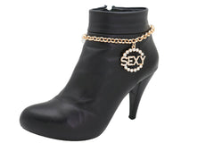 Shiny Gold Metal Chain Boot Bracelet Anklet Shoe SEXY Charm Bling Fashion