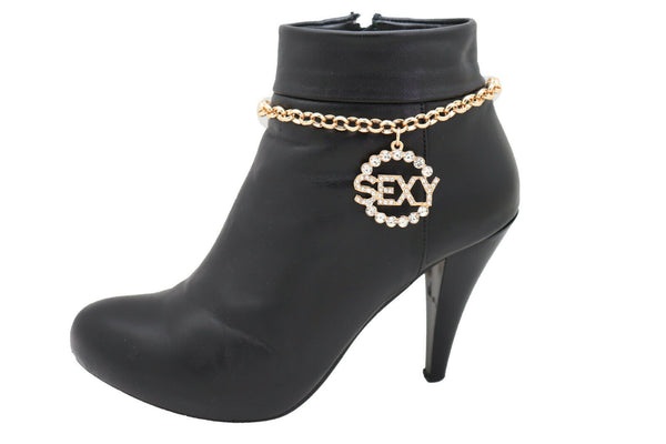 New Women Accessories Shiny Gold Metal Chain Boot Bracelet Anklet Shoe SEXY Charm Bling Fashion
