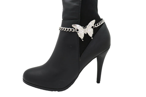 New Women Fashion Accessories Silver Metal Chain Boot Bracelet Anklet Shoe Butterfly Charm