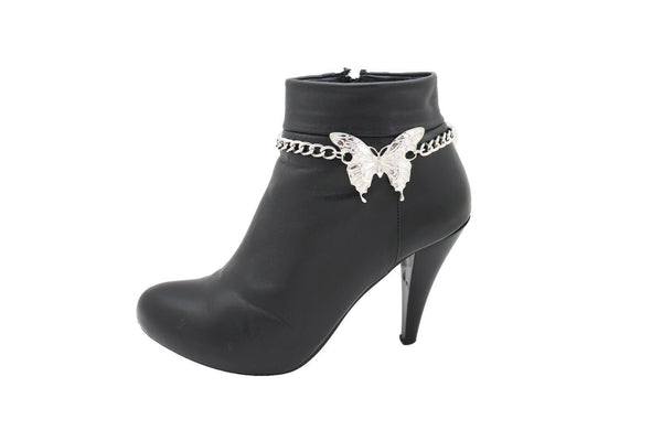 New Women Fashion Accessories Silver Metal Chain Boot Bracelet Anklet Shoe Butterfly Charm