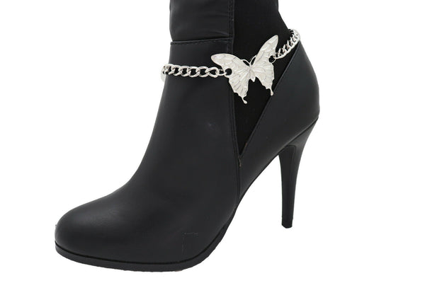 New Women Fashion Accessories Silver Metal Chain Boot Bracelet Anklet Shoe Butterfly Charm