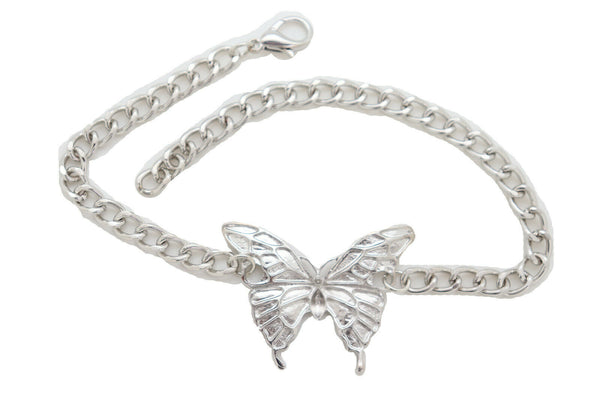 New Women Fashion Accessories Silver Metal Chain Boot Bracelet Anklet Shoe Butterfly Charm