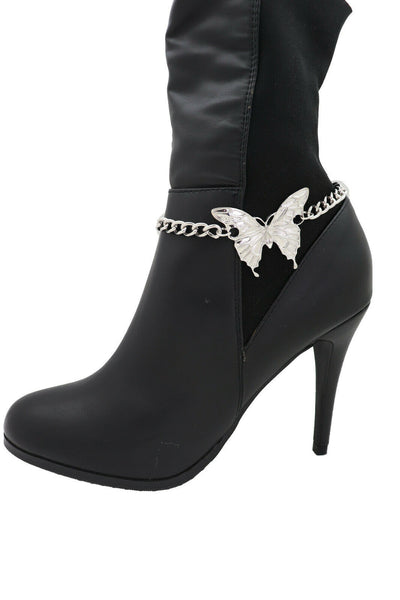 New Women Fashion Accessories Silver Metal Chain Boot Bracelet Anklet Shoe Butterfly Charm